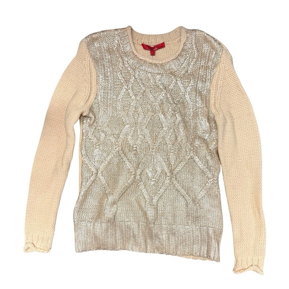 NWT Narciso Rodriguez Gold Beige Cotton Blend Cable Knit Sweater - Size Small - Picture 2 of 15